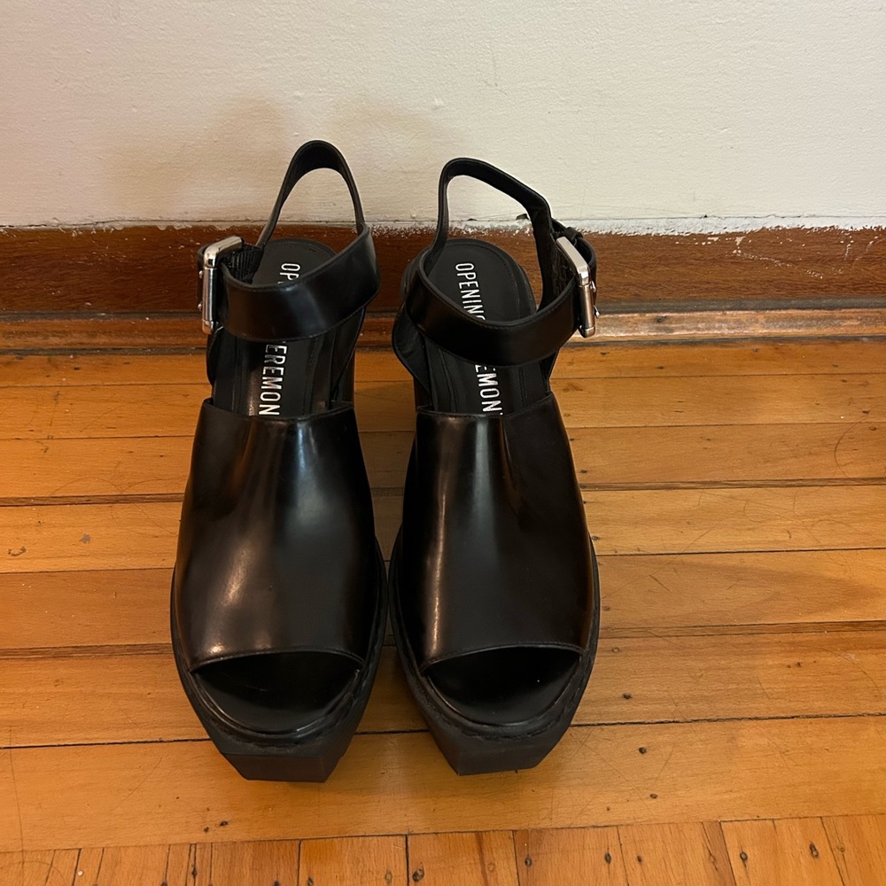 Opening Ceremony Black Platform Peep-Toe Slingback Sandals